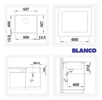 MEDIDAS CUBETA COCINA SUBLINE 500-F BLANCO